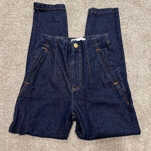 Zara Jeans Women's XS Dark Denim High Rise Straight Leg Classic Casual